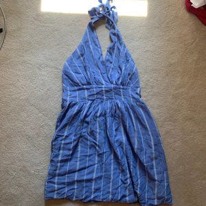 Blue Striped Halter Top Dress